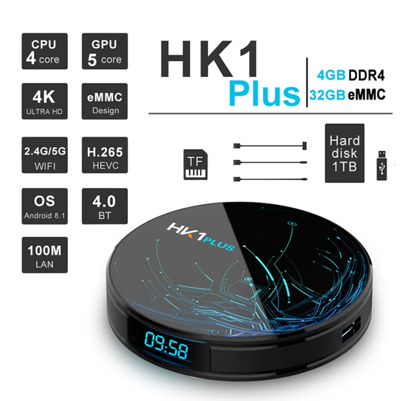 ТВ приставка HK1 PLUS Android 8 1 4 Гб 64 четырехъядерный процессор Amlogic S905X2 2 4G 5G Wifi BT4.0 USB3.0