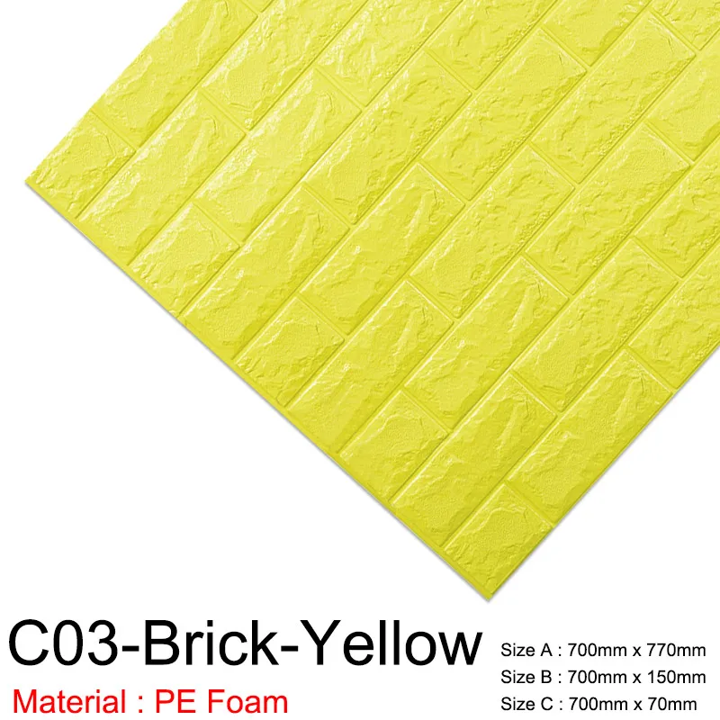 Мраморная настенная бумага, кирпичная кожура, 3D Наклейка на стену s DIY, самоклеющиеся водонепроницаемые обои для кухни, ванной, дома, наклейка, виниловая - Цвет: C03-Brick-Yellow