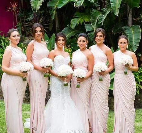 Plus Size Pink Bridesmaids Dresses Summer Bohemain Beach Garden Wedding Guest Party Gowns Maternity Plus Size Maid of Honor Dress  89 (3)