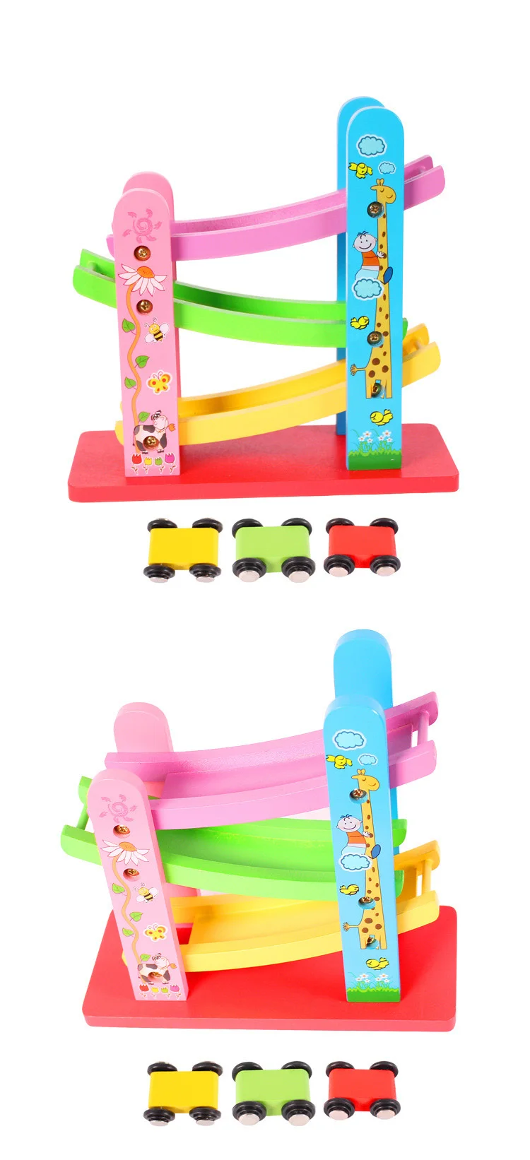 Candywood детская деревянная лестница скользящая машина деревянный слот трек автомобиль игрушки обучающая модель для скольжения игрушка для детей Подарки для мальчиков