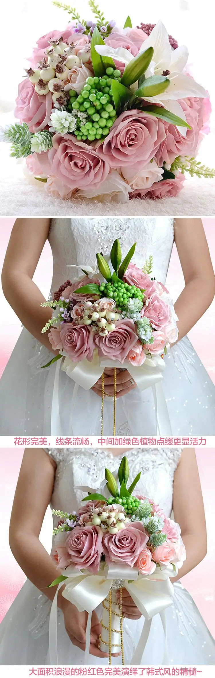 Розовый персик искусственная ткань розетка цветы Свадебные букеты 2016 романтическая свадебная брошь ramo de novia Свадебные аксессуары