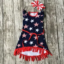 Bébé filles D’été dress filles all star Glands dress enfants Juillet 4ème dress enfants ceinture dress avec bandeau assorti