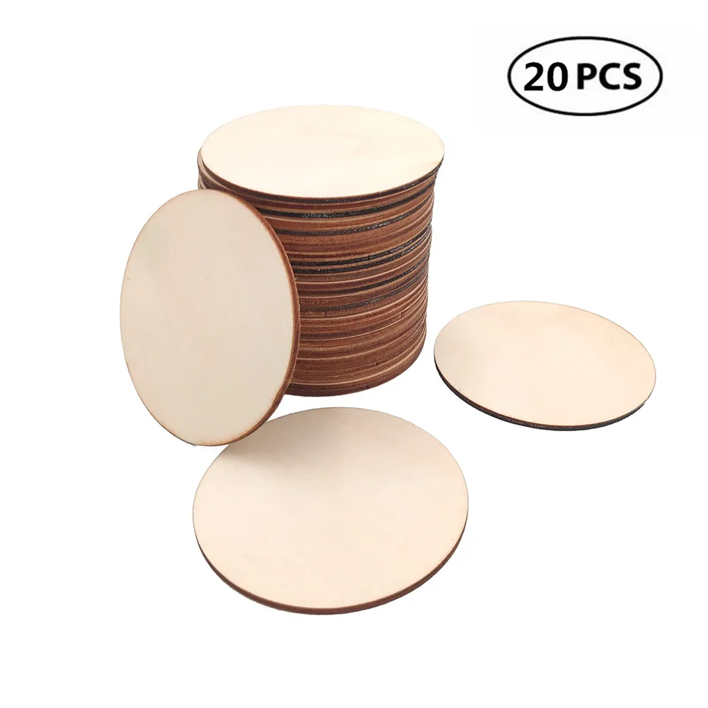 

20pcs 50mm 1.96inch Unfinished Natural Wood Slices Circles Log Discs for Christmas DIY Craft Rustic Wedding Ornaments