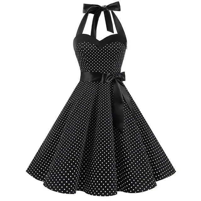 Women Sexy Dress 2019 Summer Dot Printed Sleeveless Sling High Waist Elegant Dress Slim Thin Evening Party Dress Black Plus Size
