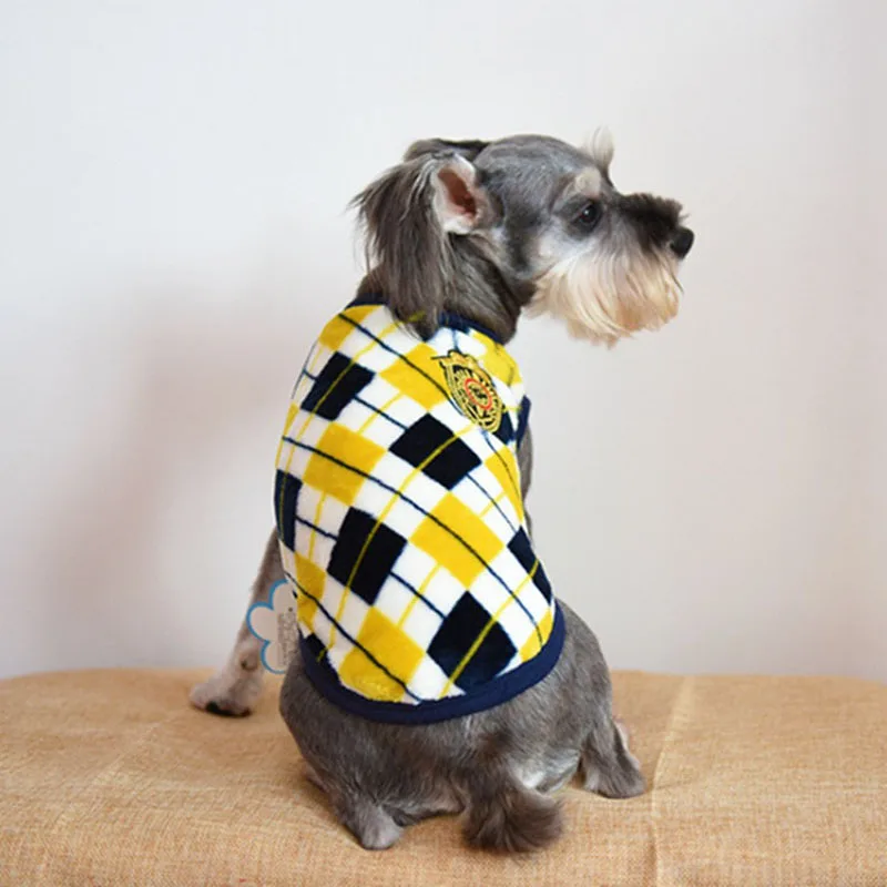 SYDZSW Pet Clothing Dog Puppy Coat Fashion Rhombus Plaid Printed Small Dog Vest Costume Soft Flannel Cat Apparel Lots In Stock5
