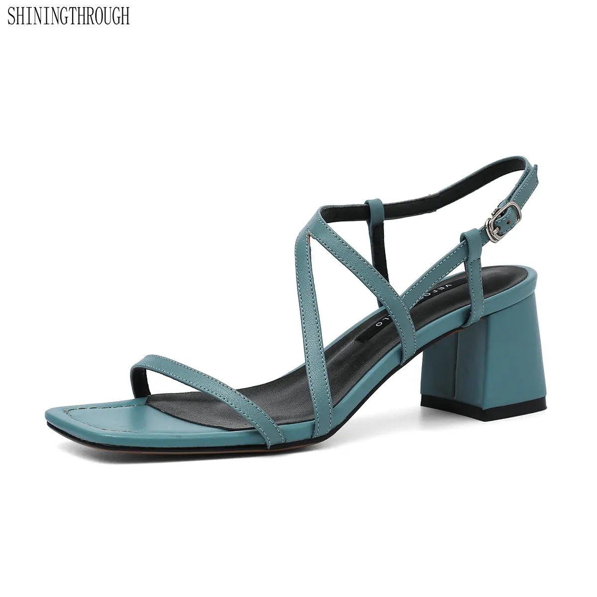 

Sexy high heels women sandals genuine leather woman shoes ankle strap ladies party dress shoes woman
