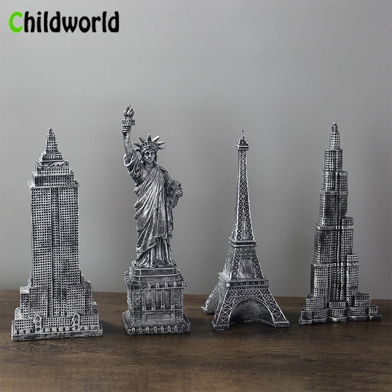 

European and American Landmark Building Resin Model Retro Statue Decorations Bar Home Crafts Restaurant Furnishings Accessories