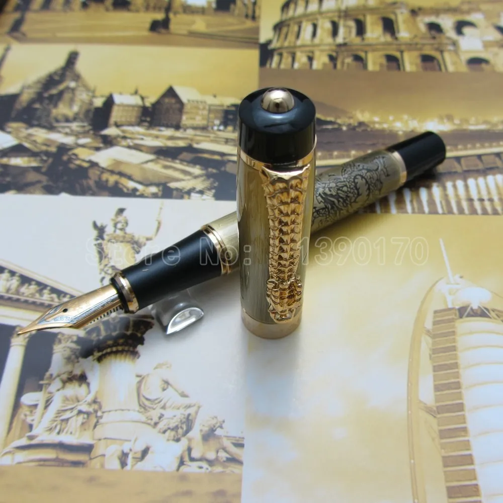 JINHAO K600 гравировка Дракон и клипса с драконом перьевая ручка металлическая подарочная ручка чернильная ручка