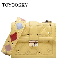 TOYOOSKY New Fashion Women Handbags Brand PU Leather Female Shoulder Bag Luxury Diamond Rivet Woman Wide Strap Messenger Bag fashion leather woman bag new girl small party bag casual shoulder bag fashion wide strap woman messenger bag free shipping