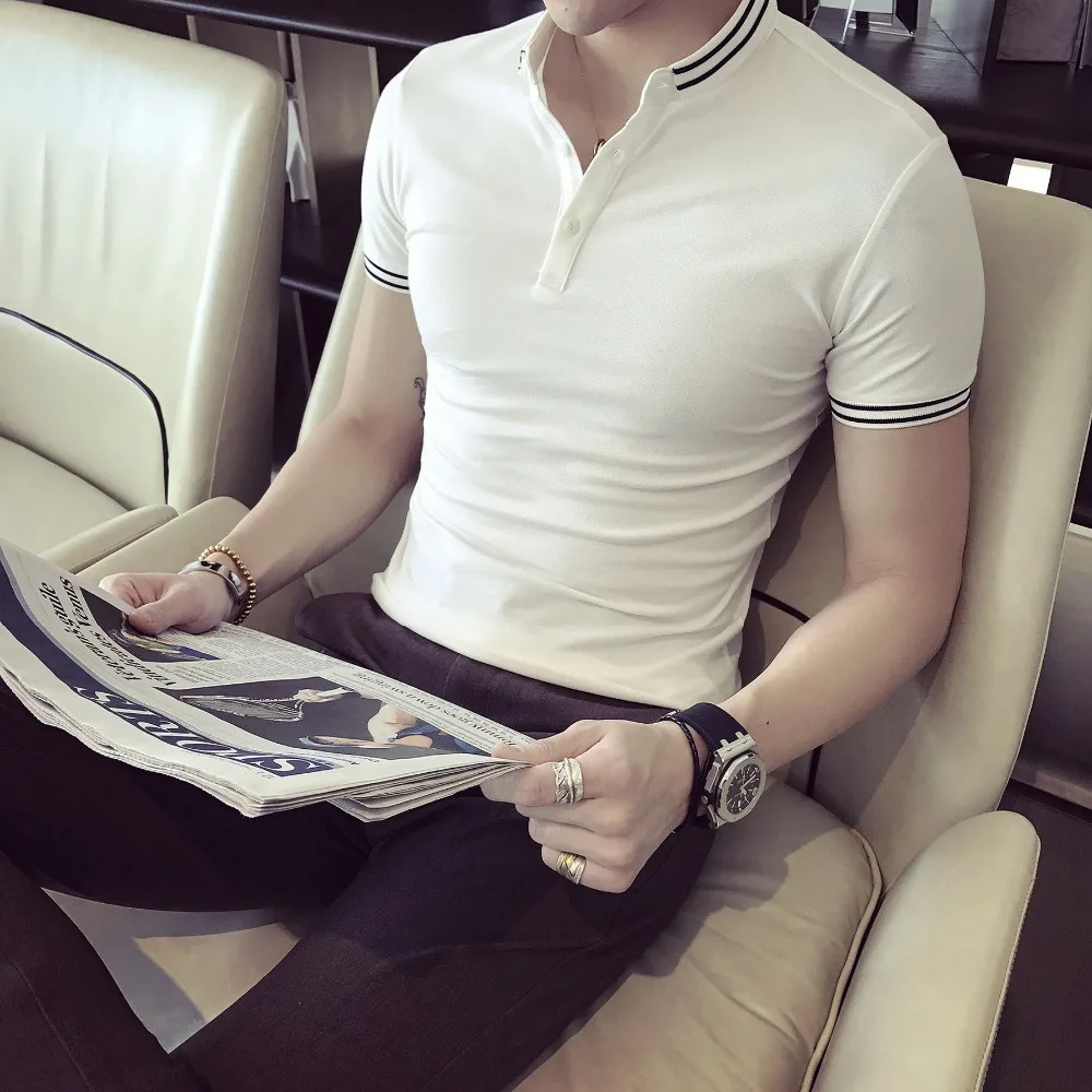 

Short Sleeve Polo Men Slim fit Solid Breathable polo shirts Male Summer New arrive polos