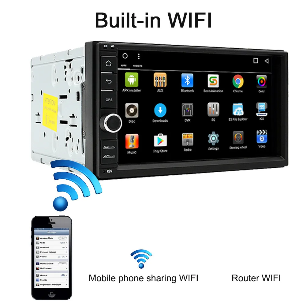 Top Android 9.1 Double 2 Din Car Stereo Audio Quad Core 7Inch Universal Car Multimedia MP5 Player GPS Navigation Auto Radio 2
