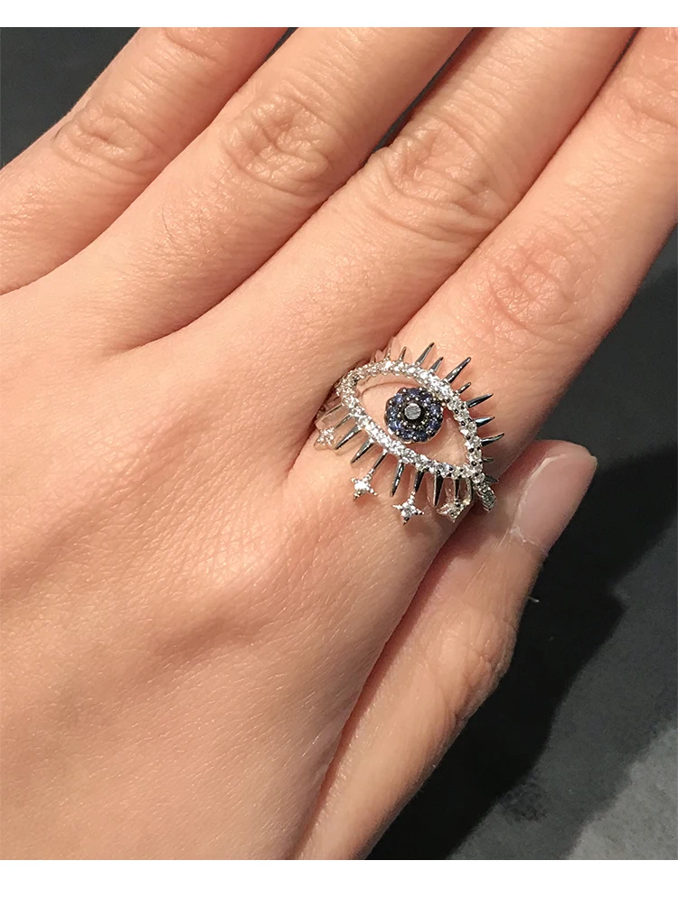 

fashion monaco jewelry lucky eyes ring S925 sterling silver zircon mini star crown ring wedding gift