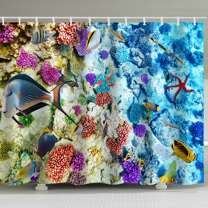 

The Bottom Of The Sea Scenery Patten 3 D Printed Shower Curtain Beautiful Bathroom Decoration