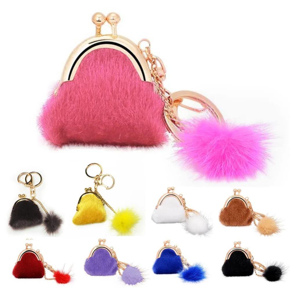 Buy Unique Keychain Women Handbag Keychain Pompon Keychain Fur Plush Key Ring