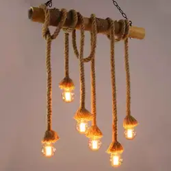 Американский Лофт кантри Ретро пеньковая в стиле "Индастриал" веревка подвесной светильник Гостиная Ресторан Бар подвесной светильник