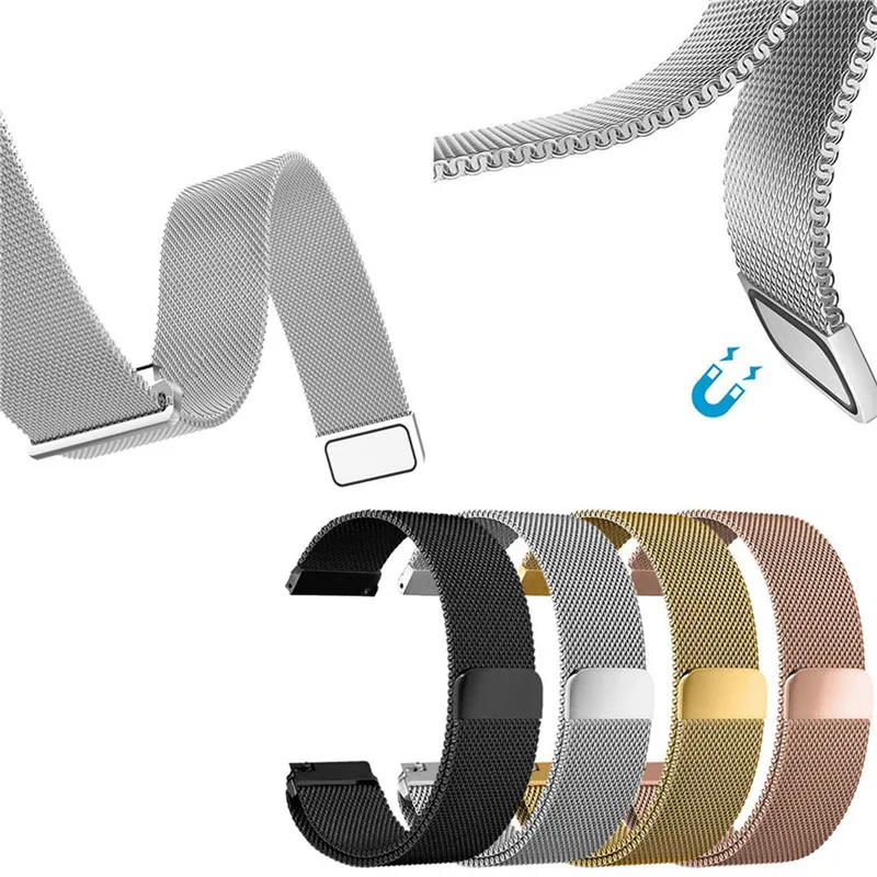Universal Quick release 22MM Milanese Magnetic Loop Stainless Steel Band Strap Bracelet For Pebble Time H40 (3)
