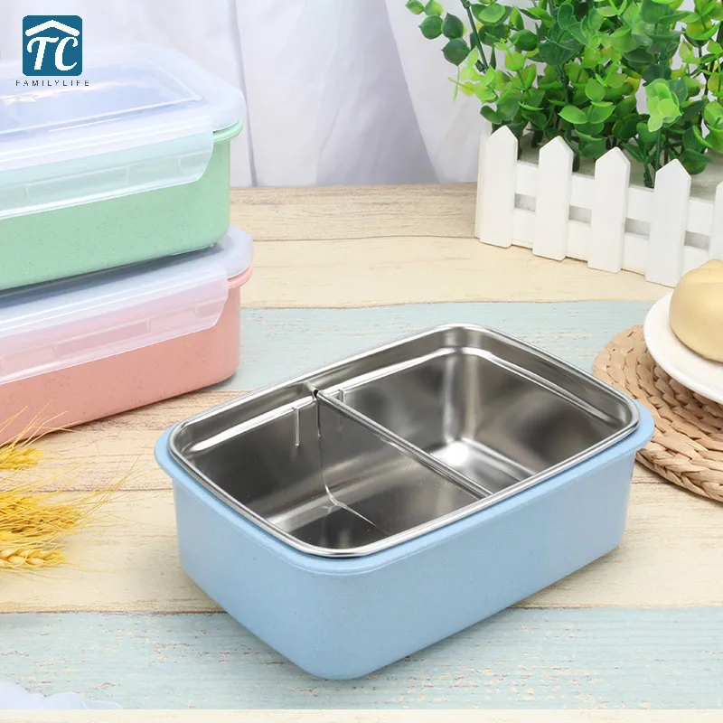 

Japanese Lunch Box 304 Stainless Steel White Collar Student Compartment Wheat Element Microwave Container Storage Dinnerware