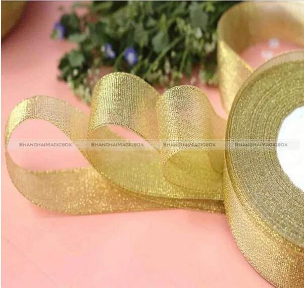 Shanghaimagicbox 25yds/22m Width 20mm Gift Wrapping Glitter Golden