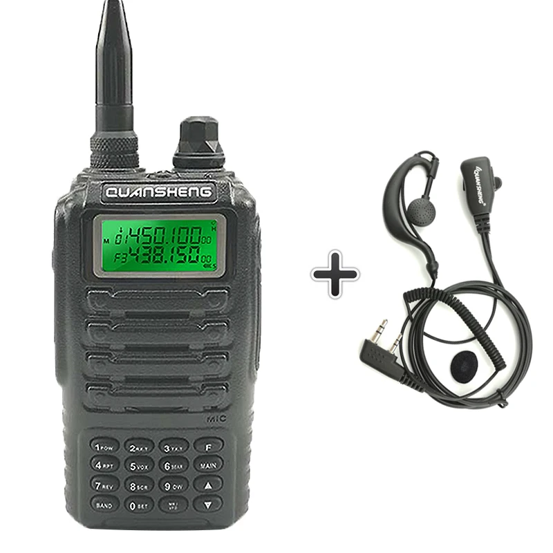 Quansheng TG-UV2 высокое качество мощные 5 Вт иди и болтай Walkie Talkie VHF Любительская рация двойного диапазона ТГ UV2 FCC CE радиолюбителей Comunicador 10 км - Цвет: Add a headset