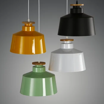 

Nordic style iron pendant lights personality design restaurant bar cafe shop pendant lamps black / green / white/ yellow lamp ZA