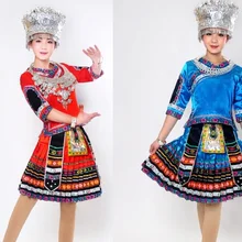 Традиционный китайский танцевальный костюм s miao одежда хмонг китайский miao hmong одежда hmong-одежда Китайский народный танец костюм