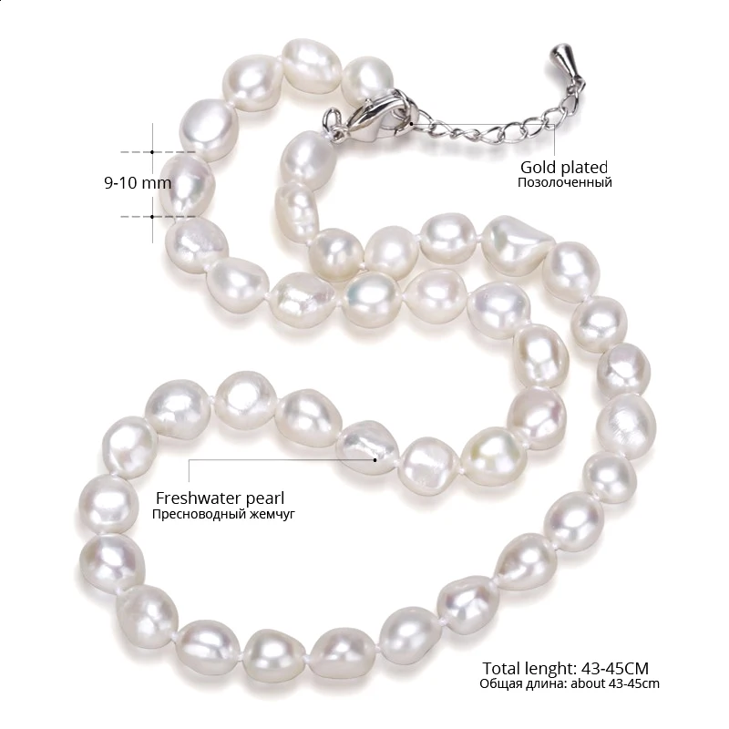 DMNFP153 9-10 мм жемчужное ожерелье в стиле барокко жемчужное ювелирное изделие ожерелье из натурального пресноводного жемчуга женское свадебное ювелирное изделие