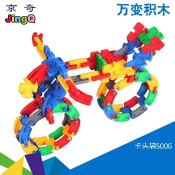 

Candice guo JingQi plastic toy baby birthday gift irregular shape change building assemble game educational colorful block 1bag