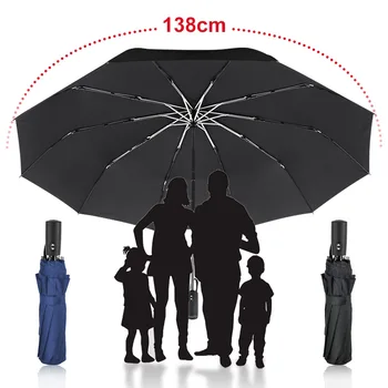 

125cm Umbrella Rain Women Automatic Large 3Folding Business Parasol Men Quality 10K Windproof Travel Outdoor Wholesale Paraguas