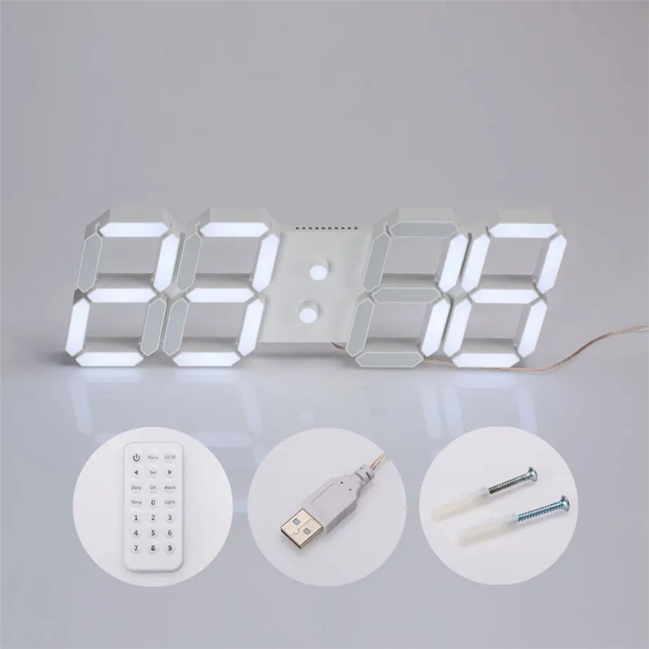 

Super USB 3D Modern Digital LED Home Wall Remote Clock Timer 24/12 Hour Display 36.4*12.7*2.5cm Dropshipping #1101