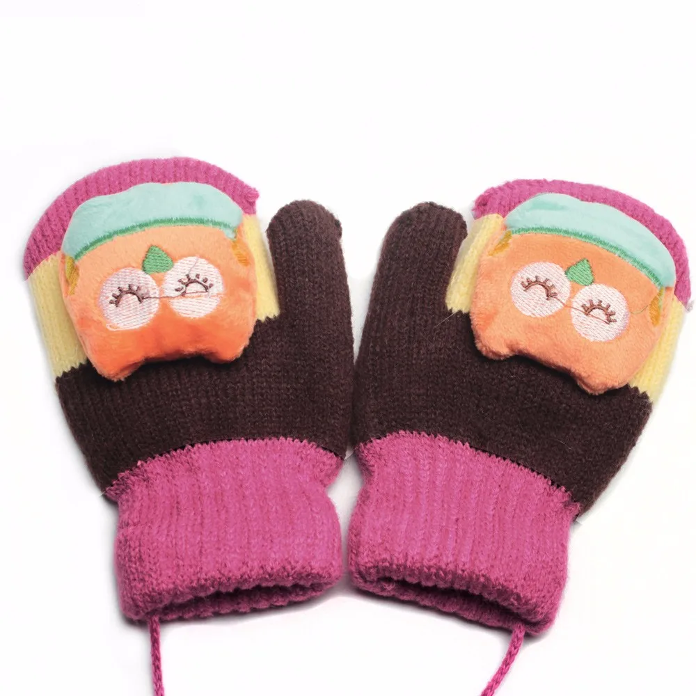Cartoon Kids Gloves Cute Owl Infant Mitten Warm Boys Girls Mittens Toddler Pack Baby Glove Autumn Winter Children Accessories (4)