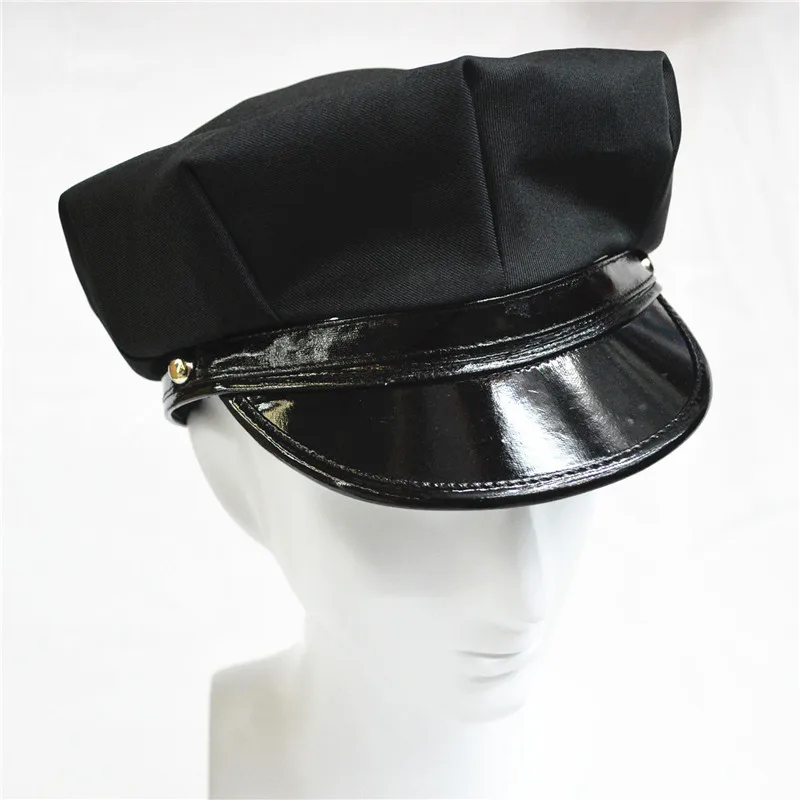 Женские остроконечные военные шапки Восьмиугольные шапочки Регулируемая черная шляпа моряка косплей костюмы