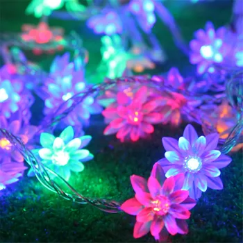 

Fairy Led String Light 10M 100pcs Lotus Flowers Led String Garland Light For Christmas Wedding Party home luminaria decoration