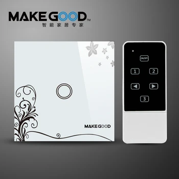 

UK Standard Makegood 1 Gang 1 Way Remote Switch, Crystal Glass Panel Wall Light Remote Touch The Switch For Smart Home