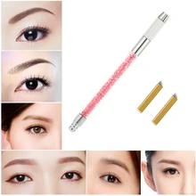 1 шт. ручка для татуажа бровей+ 2 шт. 12 штифтов иглы для микроблейдинга бровей ручной Перманентный макияж ручка комплект татуировки вышивка бровей ручка булавка