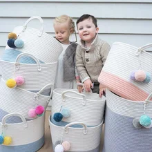 Тканая корзина для хранения детских игрушек, сумка, Комплект постельного белья для детей, декоративный органайзер для кровати в скандинавском стиле