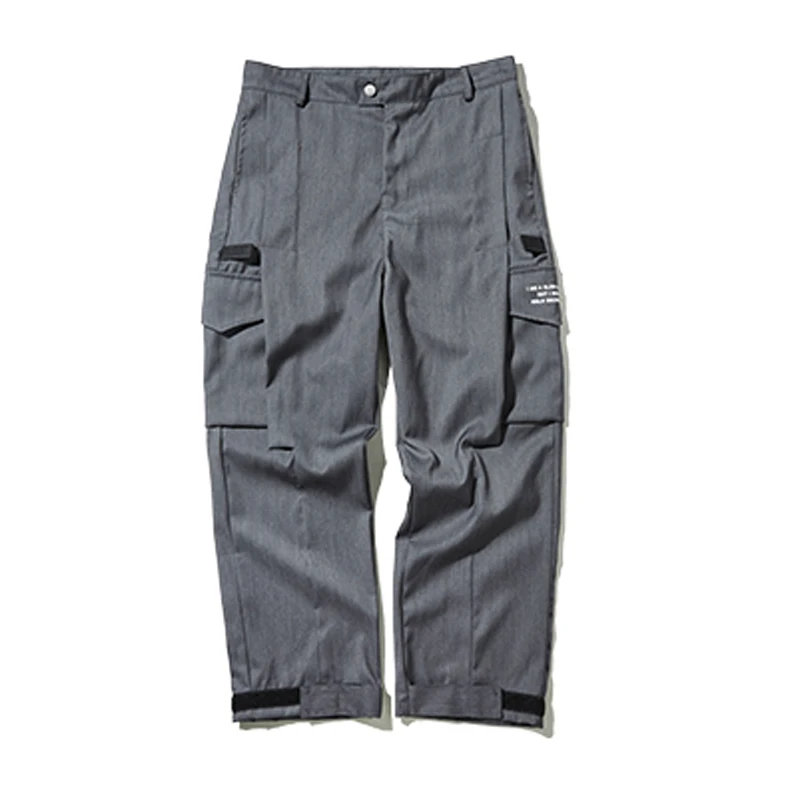 Осень-зима новые свободные длинные мужские грузовые штаны, мешковатые брюки, уличные штаны в стиле хип-хоп, хлопковые Лоскутные Брюки с карманами