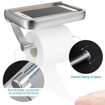 

Wall Mounted Toilet Paper Holder Tissue Paper Holder Toilet Roll Dispenser With Phone Storage Shelf for Bathroom Accessories