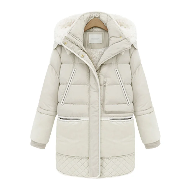 Новинка, осенне-зимнее толстое пальто на белом утином пуху, Женская куртка из овечьей шерсти с капюшоном, тонкая ветрозащитная куртка с карманами, Mw456 - Цвет: Белый