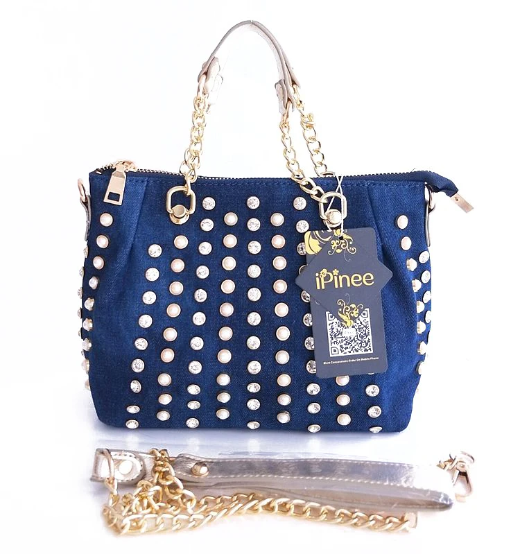 IPinee роскошные дизайнерские женские сумки с бриллиантами и жемчугом, новая модная сумка-мессенджер, Джинсовые Сумки на цепочке, женская сумка на плечо