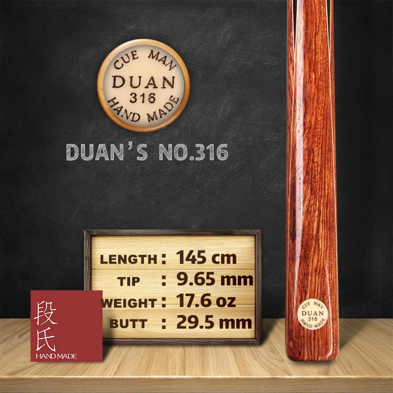 China DUAN'S CUE Snooker Cue 100% All Handmade Professional Billiard Black 8 Athelete Use 9.65mm Tip Stick NO.316 | Спорт и
