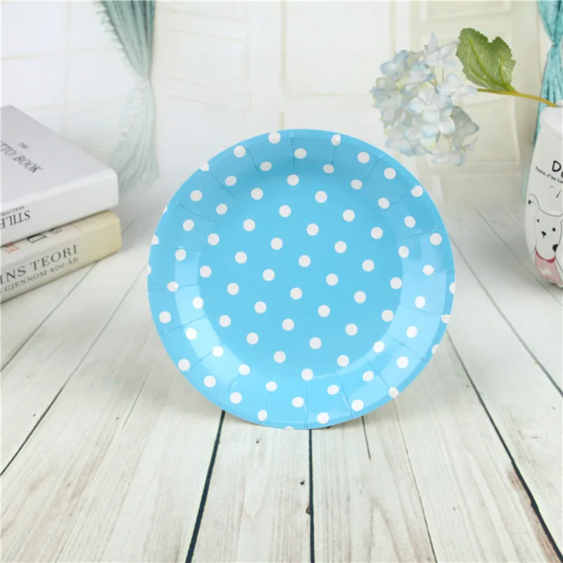 FANLUS 7inch colorful dots wave point disposable paper plates party tray Valentine Birthday Wedding Tableware cake barbecue (19)