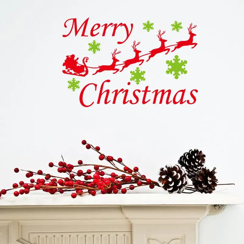 merry christmas snowflake reindeer wall stickers christian room
