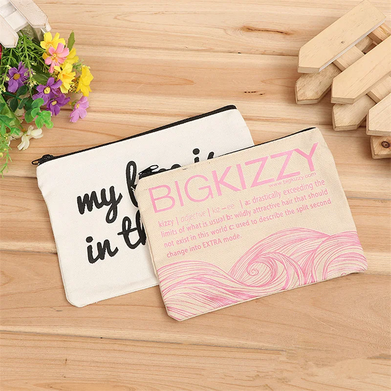 

100pcs/lot blank canvas zipper Pencil cases pen pouches cotton cosmetic Bags makeup bags Mobile phone clutch bag custom logo