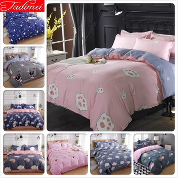 

Pink Grey Quilt Duvet Cover 3/4 pcs Bedding Set Adult Kids Child Bed Linen Single Full Queen King Size Bedspread 150x200 180x220