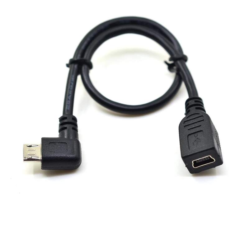 25 см Mini USB Тип B разъем к Micro 5 Pin 90 градусов прямоугольный конвертер OTG адаптер