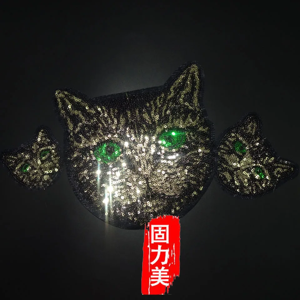 

3pc Unicorn green eyes Cat Patch Iron On Cartoon Patches Set Cute Cheap Embroidered Patches For Kids Clothes