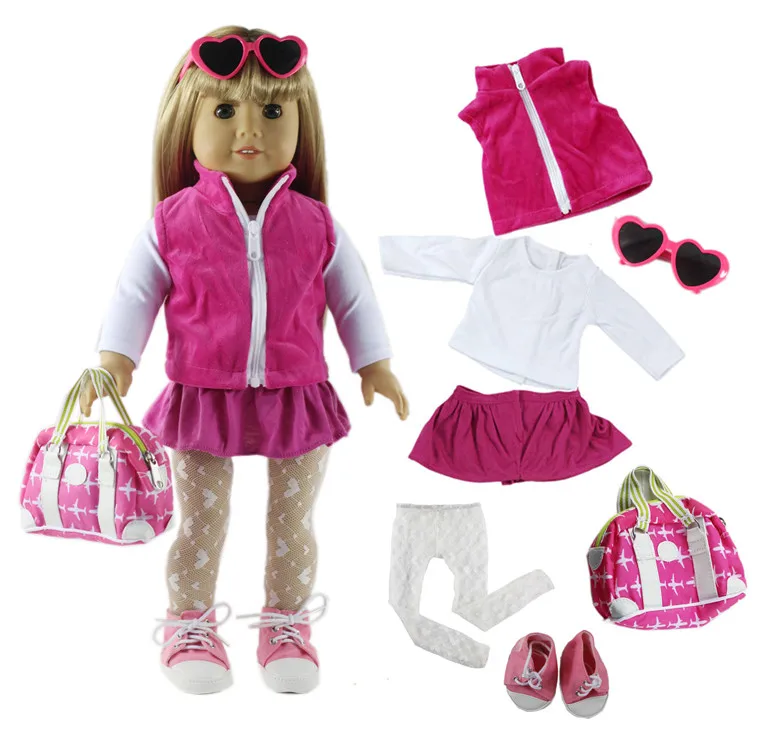 1, комплект с надписью «розовый», красивая повседневная одежда наряд Одежда для куклы 18 дюймовых кукол одежда A10