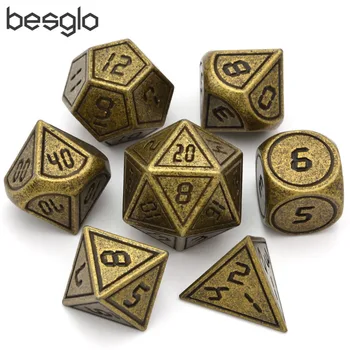 

Heavy Polyhedral Metal Dice Set with Black Velvet Pouc 7-die Metal Dice for RPG,Dungeons and Dragons Pathfinder Shadowrun RPG