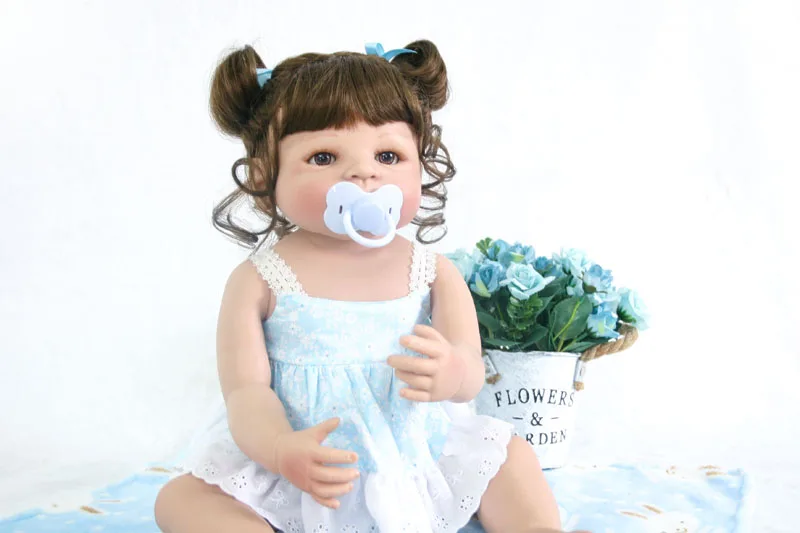 55 см полное тело силиконовые Reborn Baby Doll Игрушки для девочек Bonecas 22 дюймов виниловые Новорожденные принцесса Bebe живые Младенцы подарок на день рождения