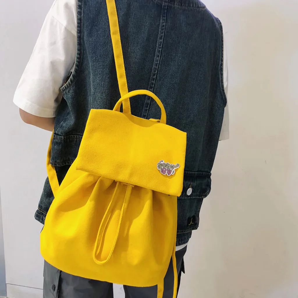 

2019 yellow mochila feminina escolar adolescente Canvas Bag Small Fresh Girl Pumping Bucket Fashion Wild College Backpack #4gh